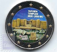2 euro colorato in capsula Malta 2021 - Templi di Tarxien