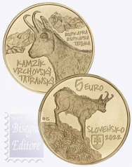 5 € in rilievo e in capsula lega bronzital Slovacchia 2022 - Flora e Fauna slovacche - Camoscio dei Tatra