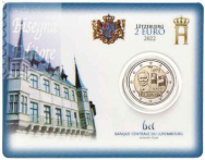 2022 - Coincard Ufficiale BU - 2 euro Lussemburgo  Marchio Cornucopia Monnaie de Paris --50° anniversario della bandiera del Lussemburgo
