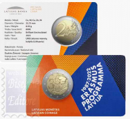  2022- Coincard Ufficiale BU - 2 euro Lettonia - Programma Erasmus
