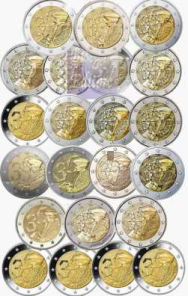 Collezione Completa 2 euro Erasmus con le 5 zecche di Germania- 19 Paesi 23 monete -  COMPRESA MALTA  !!