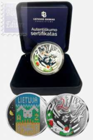  5 € Ag .Proof colorato Lituania 2022  : I racconti della mia infanzia - Confezione Proof In Cofanetto e certificato 