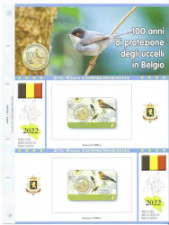 (A) Pagine raccoglitrici 2.5 € Coincard Belgio 2022 (doppia) - Protezione Uccelli