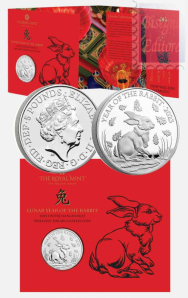  5 £ Oroscopo  cinese  - Anno del Coniglio - Confezione Ufficiale  Royal Mint 2023