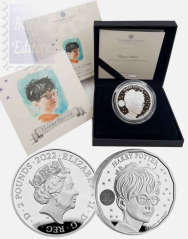 2 £ in scatola ufficiale e certificato Royal Mint 2022 - 1 Oncia Argento 999,9 Proof (31,21 g)) -  25° Anniversario Harry Potter e la Pietra Filosofale