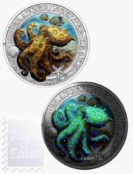 3 euro Austria 2022 - Serie Vita Marina luminosa- Il polpo dagli anelli blu