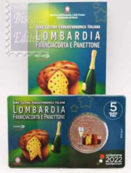 5 € colorato  Italia 2022 - Serie Cultura Enogastronomica Italiana -Lombardia - Franciacorta e Panettone