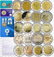 Collezione Completa BASIC  - 2 Euro Commemorativi 2022 (23 monete compresa una coincard di Francia colore casuale e la coincard Malta ONU)