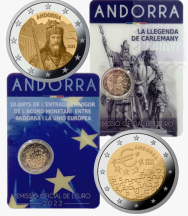 2 Coincard Ufficiali BU - 2 euro Andorra 2022 - Carlo Magno + 10 anni Andorra nell'euro