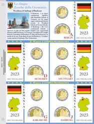 (A) Pagine raccoglitrici 2 euro commemorativi - 5 zecche Germania 2023 - Presidenza Amburgo Bundesrat