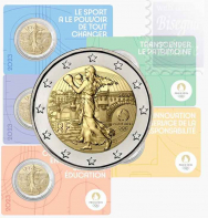 2 euro Francia 2023 - Fior di conio BU in coincard- Olimpiadi Parigi  2024 ( coincard  casuale)