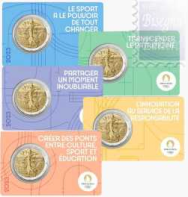 2 euro 2023 - Serie 5 Coincard Ufficiali BU - 2 euro Francia  - Olimpiadi Paris 2024