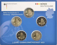 2 euro 2023 - Coincard  Ufficiale  BU x 5 Zecche A-D-F-G-J >2 euro Germania -  Presidenza Amburgo  al Bundesrat