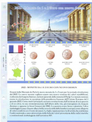 (A) Pagine raccoglitrici serie Francia 2022 - 1 e 2 euro nuovo design