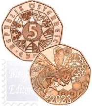 5 euro Rame Cu 999 Austria 2023 - Danza delle Api