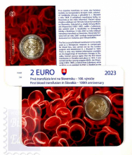   2023 - Coincard Ufficiale BU - 2 euro Slovacchia  - 100° anniversario della prima trasfusione di sangue in Slovacchia