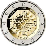 2 euro 2023 - Fior di conio UNC -  2 euro Germania  - 1275° Ann. Nascita Carlo Magno