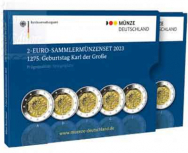 2 euro 2023 -  Coincard  Ufficiale  Proof FS x 5 Zecche A-D-F-G-J >2 euro Germania  -1275° Ann. Nascita Carlo Magno