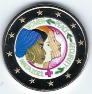 2 euro colorato in capsula - ONU per i diritti delle donne