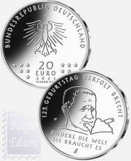  20 € Germania 2023- Ag.925 in capsula -125° compleanno di Bertolt Brecht