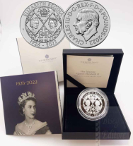 5 £ Ag.925 Siver Proof  - In Ricordo di S.A.R. Elisabetta II  - Confezione Ufficiale  Royal Mint 2022  in scatola e certificato.