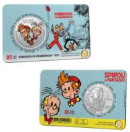  5 € Belgio 2023 COLORATA - Coincard Ufficiale -85 anni Spirou & Fantasio