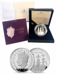 5 £ Ag.925 Siver Proof  - Incoronazione di S.A.R. Carlo III  - Confezione Ufficiale  Royal Mint 2023  in scatola e certificato. RARO !