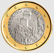 Fior di conio UNC - 1 € San Marino 2023- Nuova faccia nazionale
