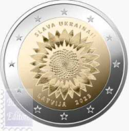 2 euro Lettonia 2023 - Fior di conio UNC - Girasole Ucraino