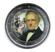 2 euro colorato in capsula Italia 2023 - Alessandro Manzoni