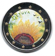 2 euro colorato in capsula Lituania 2023 - Girasole