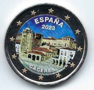 2 euro colorato in capsula Spagna 2023 - Caceres