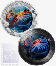 3 euro  Austria 2023 in capsula - Serie Vita Marina luminosa- Krill antartico