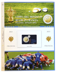(A) Pagine raccoglitrici 2 € Coincard Francia 2023 - Coppa del Mondo Rugby 