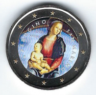 2 euro colorato in capsula San Marino 2023 -500º anniversario della scomparsa del Perugino