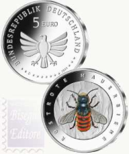 5 €  Germania colore 2023  UNC  in capsula - Il regno degli Insetti :Ape costruttrice rossa 