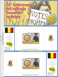 (A) Pagine raccoglitrici 2 € Coincard Belgio 2023 - Suffragio femminile (versione doppia)