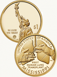 Innovatori USA 2023 - 1 $  - Mississippi -PRIMO TRAPIANTO DI POLMONE UMANO - set 2 monete D+P