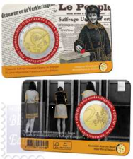 2 euro Belgio 2023 -Coincard Ufficiale BU - (Versione Francese)- 75 anni Suffragio Femminile 