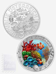 3 euro Austria 2023 in capsula - Serie Vita Marina luminosa - Corallo Pietroso