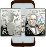25 € Ag. Proof Vaticano 2023 COLORATA ! - 150° ann. Morte Alessandro Manzoni
