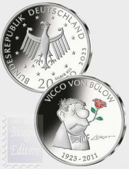 20 € Germania 2023 - Ag.925 in capsula - 100° ann. di Vicco von Bülow (Loriot)