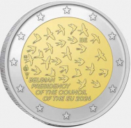 2 euro Belgio 2024 - Fior di conio in capsula BU da coincard  - Presidenza UE 