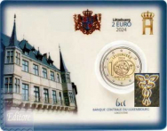 2 euro Lussemburgo 2024 - Coincard Ufficiale BU -  Marchio  Zecca olandese -  Centenario dei Franchi Lussemburghesi