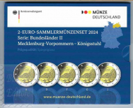 2 euro Germania 2024 -  Coincard  Ufficiale  Proof FS x 5 Zecche A-D-F-G-J >Meclemburgo-Pomerania Occidentale