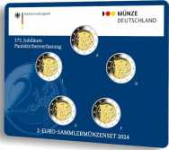 2 euro Germania 2024 - Coincard  Ufficiale  BU x 5 Zecche A-D-F-G-J> 175° Ann. Costituzione di Francoforte 